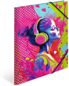 Herma Папка Music Girl, картонена, с ластик, A4, музикално момиче