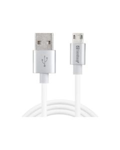 Реверсивен MicroUSB кабел Sandberg 440-96, бял, 1м
