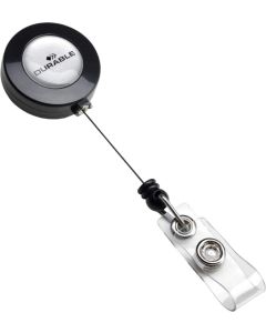 Durable Ретрактор, ролетен държач за бадж, с клипс, тъмносив, 10 броя