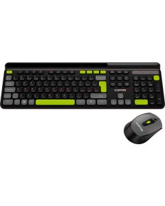 CANYON HSET-W5 EN Keyboard+Mouse AAA+AA Wireless Черна/Зелена