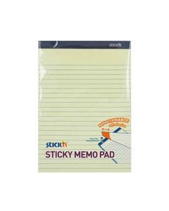 Stick'n Пад, самозалепващ се, 254 x 178 mm, на редове, жълти листове, 50 листа