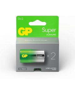 Алкална батерия GP SUPER LR20, 2 бр. в опаковка - блистер, 1.5V
