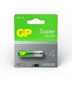 Алкална батерия GP SUPER LR6 AA, 4 бр. в опаковка, 1.5V, GP15A