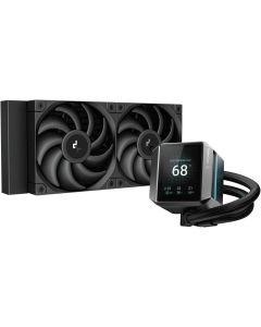 DeepCool MYSTIQUE 240, LCD екран, A-RGB, 3400 RPM, intel, AMD, DC 12V, 120 x 120, Черен