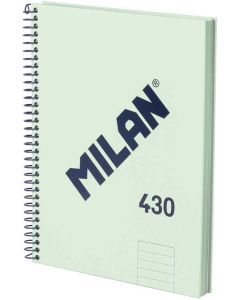 Milan Тетрадка 1918, А5, широки редове, твърда корица, със спирала, 80 листа, Зелена