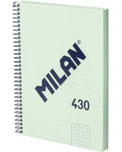 Milan Тетрадка 1918, А5, малки квадратчета, твърда корица, със спирала, 80 листа, зелена