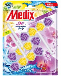 Ароматизатор за тоалетна Medix Perfume Duet Fruits & Orchid, 55 g, 3 броя
