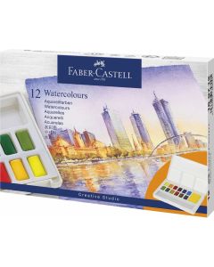 Faber-Castell Акварелни бои, с палитра, 12 цвята в кутия