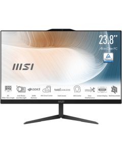 MSI MODERN AM242 1M - 23.8", плосък IPS панел, 1920 x 1080 FHD, До 64 GB SO-DIMM DDR5, 5200 MHz, 2 слота, Черен