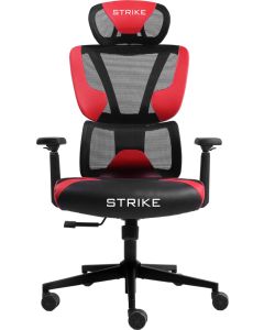 Геймърски стол RFG Strike, дамаска и меш, Multi-function механизъм, метална основа, до 130 kg, черно-червен