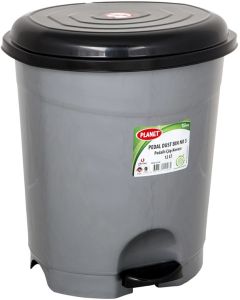 Planet Кош за отпадъци, с педал, 50 L, сиво-черен