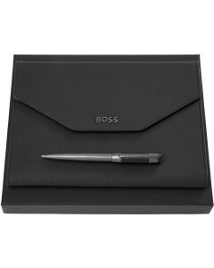 Hugo Boss Комплект химикалка и папка Rive, A5, хром