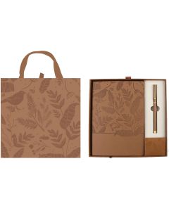 Office 1 Комплект тефтер и химикалка Floral Brown, в кутия, кафяви