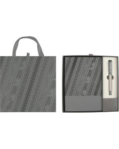 Office 1 Комплект тефтер и химикалка Floral Gray, в кутия, сиви