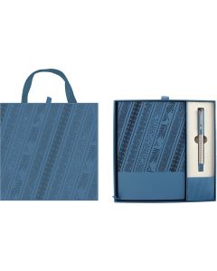 Office 1 Комплект тефтер и химикалка Floral Blue, в кутия, сини