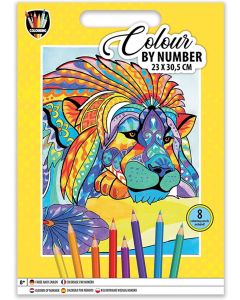 Moxy Рисуване по номера Лъв, 23 х 30.5 cm, с 8 молива