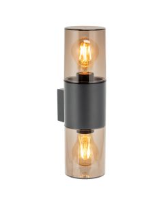 Декоративен аплик за LED крушка E27, max. 15W,  с излъчване нагоре/надолу - UP/DOWN, IP54, черен/амбър - ORNO SALVIA AD-OP-6574GE27PP