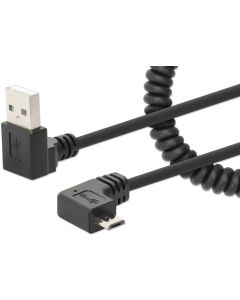 MANHATTAN 356237 :: Кабел USB-A към Micro-USB, спирален, за зареждане, 1 м