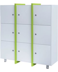 Шкаф RFG Etto, с 9 отделения, 1260 х 400 х 1310 mm, ПДЧ, бял и зелен
