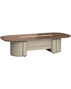 Заседателна маса RFG Savona, 3200 х 1400 х 750 mm, овален плот, ПДЧ 25 mm, австралийски дъб и сиво