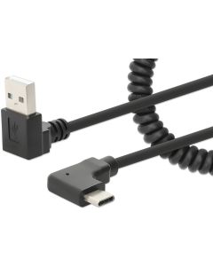 MANHATTAN 356220 :: Кабел USB-A към Type-C USB, спирален, за зареждане, 1 м.