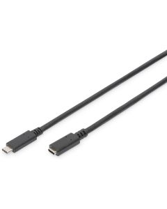 ASSMANN AK-300210-020-S :: Кабел USB Type C, удължител, Type C M-F, 3A, 2.0 м