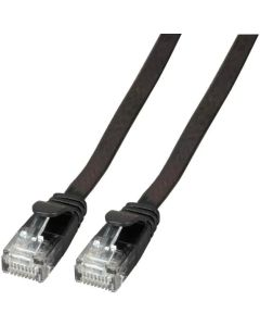 RJ45 Пач корда кат. 6а, U-UTP PVC, черна плоска, EFB - 3 метра