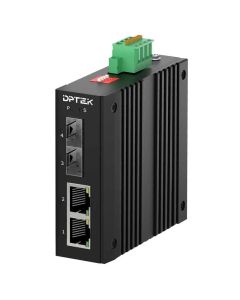 Индустриален оптичен конвертор 2x10-100Base-TX RJ45 PoE + 2x100Base-FX SFP, Din-rail