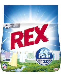 Rex Перилен препарат Amazonia Freshnes, прах, за бяло пране, 1.1 kg