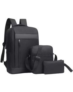 Casablanca Комплект раница за лаптоп, чанта и несесер, 3 в 1, полиестер, черни