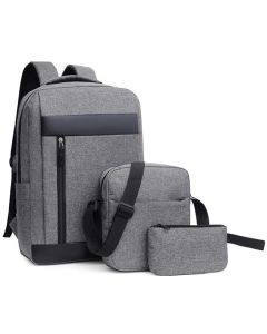 Casablanca Комплект раница за лаптоп, чанта и несесер, 3 в 1, полиестер, сиви