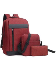 Casablanca Комплект раница за лаптоп, чанта и несесер, 3 в 1, полиестер, червени
