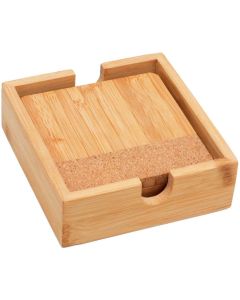 Office 1 Подложка за чаша Aura, дървена, 4 броя, в кутия