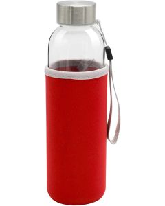 Office 1 Бутилка Halo, стъклена, 500 ml, с червен калъф