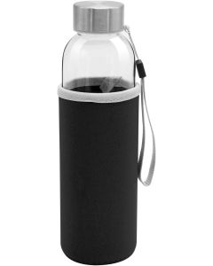 Office 1 Бутилка Halo, стъклена, 500 ml, с черен калъф
