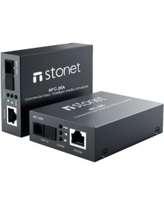 Stonet NFC-20B, 10-100Mbps RJ45 към 100Mbps SM SC влакно, 20км