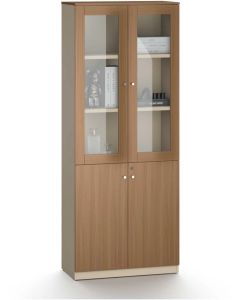 Шкаф RFG Paris, със стъклени врати, 800 х 400 х 2000 mm, ПДЧ, орех и светлосиво
