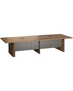 Заседателна маса RFG Parma, 3600 х 1400 х 750 mm, правоъгълен плот, ПДЧ 50 mm, орех и перлен графит