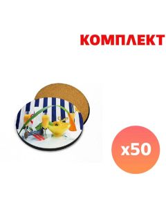 BESTSUB Подложка за чаша, коркова, кръгла, с пълноцветен печат, 50 броя