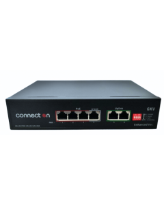 Hi-PoE Суич 10/100, 4 ports + 2 Uplink, 1.0Gbps IEEE802.3af/at, 65W, 250m