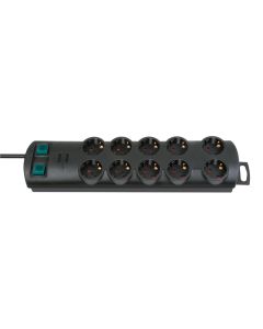 Разклонител 10x 2P+E два реда с 2 ключа ON/OFF и кабел 2m Черен - Brennenstuhl Primera-Line Power Strip BS1153300120