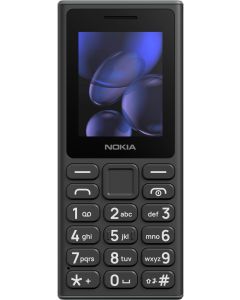 Nokia 105 - поддържа 2 SIM карти, 2" LCD дисплей, 4 MB RAM, 4 MB Flash памет (+microSD слот), Черен