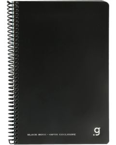 Gipta Тетрадка Black, кремава хартия, широки редове. със спирала, 17 х 24 cm,