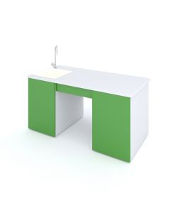Учителска маса RFG, лабораторна, 160 х 70 х 75 cm, HPL плот, зелено-бяла