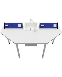 Лабораторна маса по химия и биология RFG Quin, над VII клас, 170 х 70 х 75 cm, метални крака, синьо-бяла