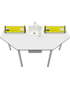 Лабораторна маса по химия и биология RFG Quin, над VII клас, 170 х 70 х 75 cm, метални крака, жълто-бяла