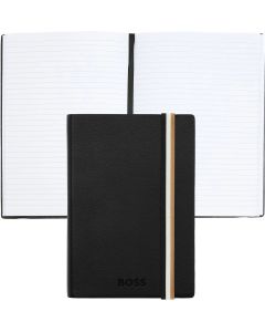 Hugo Boss Тефтер Iconic, А6, широки редове, черен