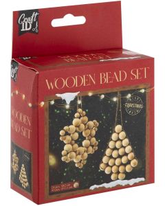 Craft ID Комплект мъниста за коледна украса - Елха и звезда, дървени