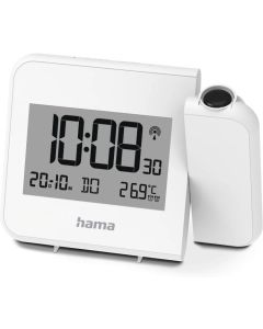 HAMA Будилник с проектор Hvar, цифров радиоуправляем будилник, Бял