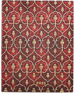 Paperblanks Планер Red Velvet, Ultra, вертикален, мека корица, 88 листа, за 2025 година